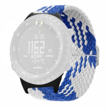 Suunto Core Watch Band Stretchy 22mm Soft Nylon Elastic Braided Strap - Blue+White