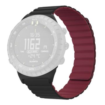 Suunto Core Magnetic Watch Band 22mm Skin-Friendly Flexible Strap - Black+Wine Red