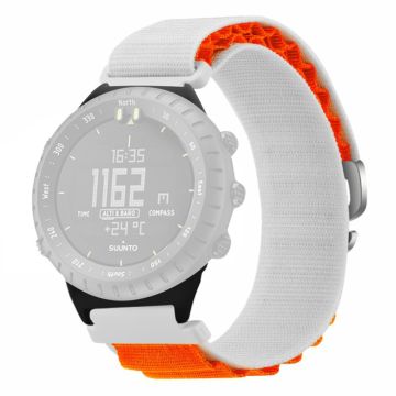 Suunto Core Watch Band 22mm Nylon Loop Adjustable Wrist Strap with Connector - White+Orange