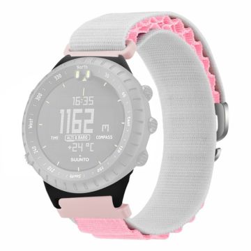 Suunto Core Watch Band 22mm Nylon Loop Adjustable Wrist Strap with Connector - White+Pink