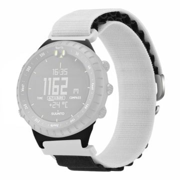 Suunto Core Watch Band 22mm Nylon Loop Adjustable Wrist Strap with Connector - White+Black