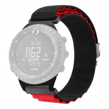 Suunto Core Watch Band 22mm Nylon Loop Adjustable Wrist Strap with Connector - Black+Red