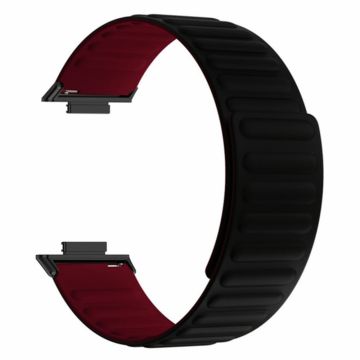 Huawei Watch Fit 2 Magnetic Watch Strap Flexible Adjustable Wristband - Black+Wine Red