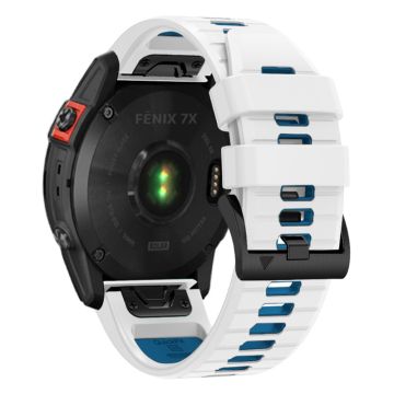 Garmin Fenix 7 Pro / Fenix 7 Silicone Watch Bands Dual-Color Replacement Strap - White+Blue