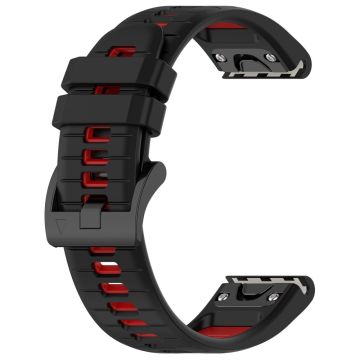 Garmin Fenix 7 / Fenix 7 Pro Silicone Watch Band 22mm Replacement Straps - Black+Red