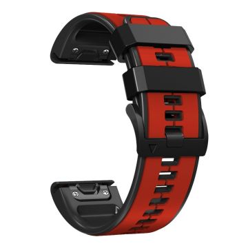 KALEBOL KLB-ZWGJ-001 Garmin Fenix 7 / 7 Pro Silicone Watch Band QuickFit 22mm Dual Color Strap - Red+Black