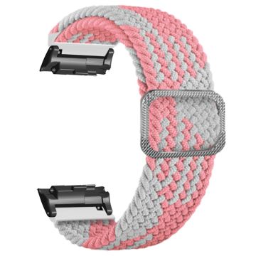 Huawei Watch D Elastic Braided Nylon Watch Strap Adjustable Wrist Band - Pink+White