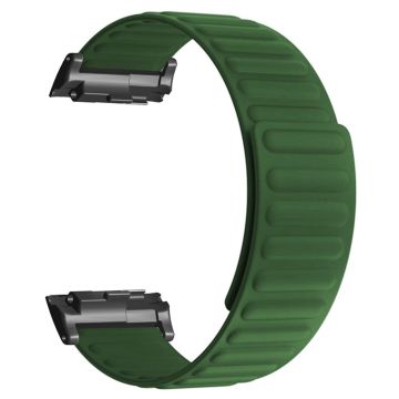 Huawei Watch D Magnetic Adjustable Silicone and Metal Watch Strap Replacement - Army Green