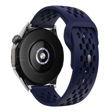 For Huawei Watch GT 4 41mm / Garmin Venu 3S / 2S 18mm Silicone Strap Hollow Watch Band - Midnight Blue