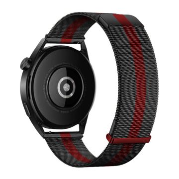 For Samsung Galaxy Watch6 Classic / Watch6 Watch Strap 20mm Milanese Mesh Magnetic Wrist Band - Black+Red