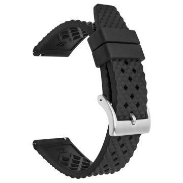 Huawei Watch GT 4 46mm / 4 Pro Strap 22mm Fluorubber Watch band  - Black+Silver Buckle