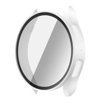 Samsung Galaxy Watch7 40mm Watch Case Bump Resistant Frame with Tempered Glass Screen Film - White