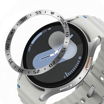 Samsung Galaxy Watch7 44mm Watch Bezel Ring Metal Dial Bezel Adhesive Frame Ring Cover - Style A / Silver