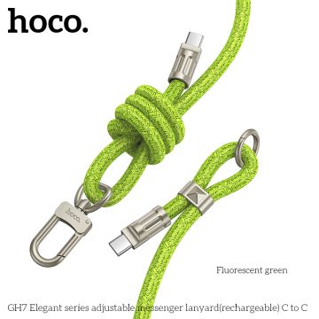 GH7 Elegant series adjustable messenger lanyard(rechargeable) C to C fluorescent green