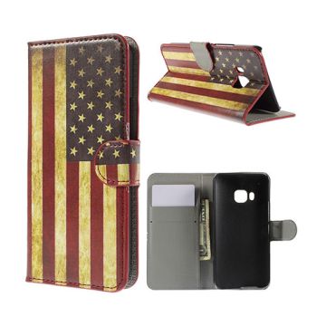 Moberg HTC One M9 Leather Case With Card Holder - Vintage USA Flag