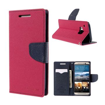 Mercury HTC One M9 Leather Flip Case With Card Holder - Hot Pink