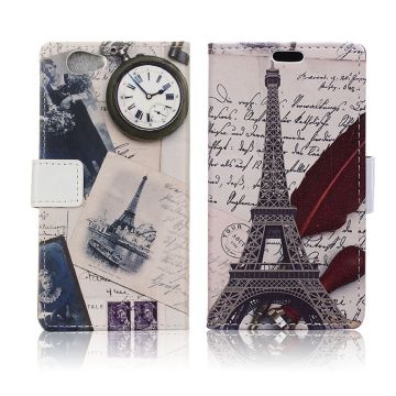 HTC A9s Printing Pattern Leather Case - Eiffel Tower and Quill-pen