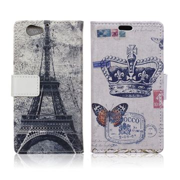 HTC A9s Printing Pattern Leather Case - Crown Buttefly