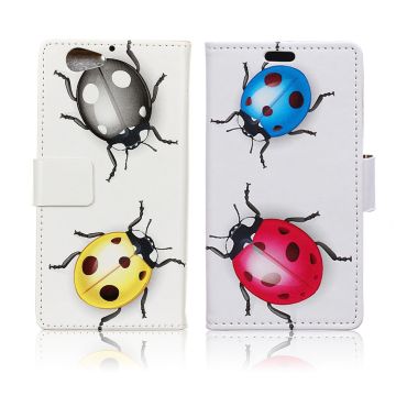 HTC A9s Printing Pattern Leather Case - Colored Ladybirds