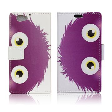 HTC A9s Printing Pattern Leather Case - Purple Hairy Doll