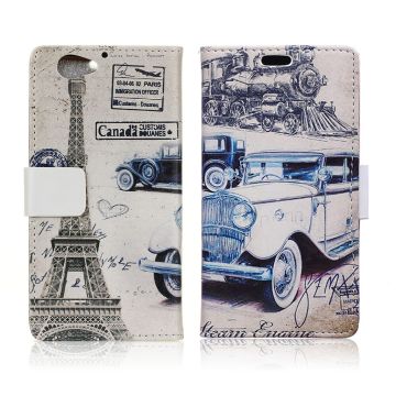 HTC A9s Printing Pattern Leather Case - Vintage Cars