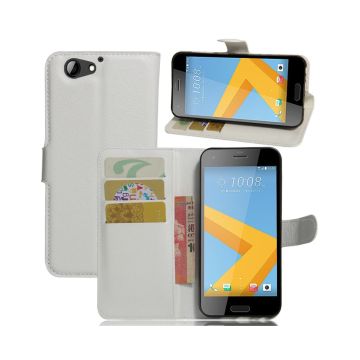 HTC A9s litchi leather case - White