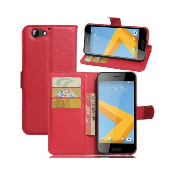 HTC A9s litchi leather case - Red