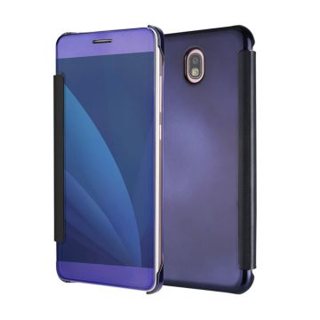 Samsung Galaxy J5 (2017) mirror plating smart window PU leather case - Purple