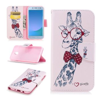 Samsung Galaxy J5 (2017) pattern printing PU leather flip case - Giraffee Wearing Glasses