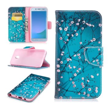 Samsung Galaxy J5 (2017) pattern printing PU leather flip case - Tree with Flowers