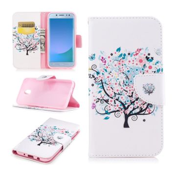 Samsung Galaxy J5 (2017) pattern printing PU leather flip case - Flowered Tree