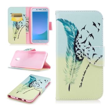 Samsung Galaxy J5 (2017) pattern printing PU leather flip case - Feather Pattern