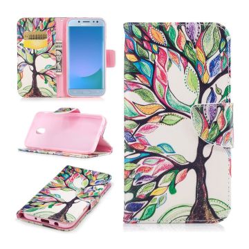 Samsung Galaxy J5 (2017) pattern printing PU leather flip case - Colorized Tree