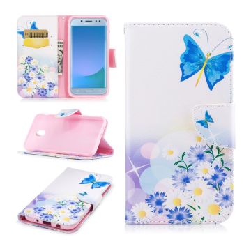 Samsung Galaxy J5 (2017) pattern printing PU leather flip case - Blue Butterflies