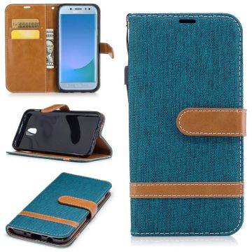 Samsung Galaxy J5 (2017) jean cloth two-tone PU leather flip case - Green