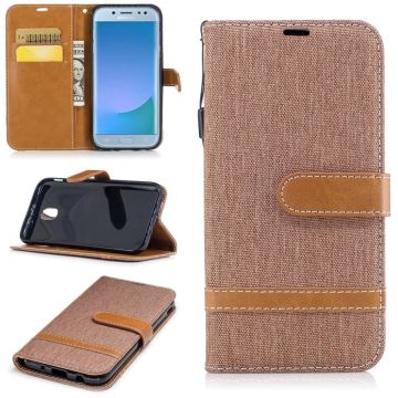 Samsung Galaxy J5 (2017) jean cloth two-tone PU leather flip case - Khaki