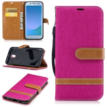 Samsung Galaxy J5 (2017) jean cloth two-tone PU leather flip case - Rose