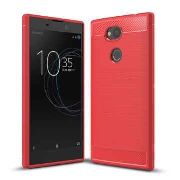 Sony Xperia L2 carbon fiber texture brushed case - Red