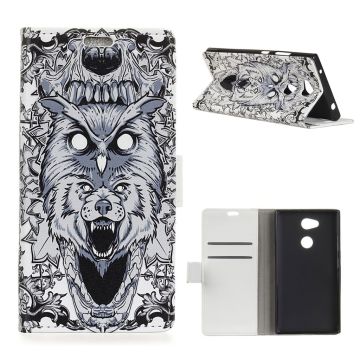 Sony Xperia L2 pattern leather flip case - Abstract Owl and Lion