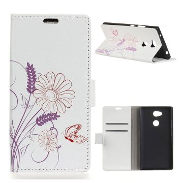 Sony Xperia L2 pattern leather flip case - Butterfly and Flower