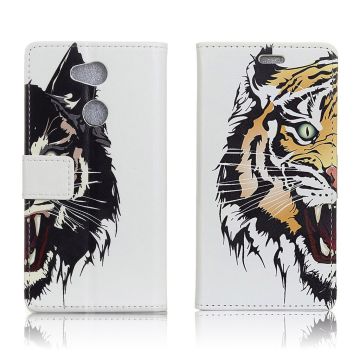 Sony Xperia L2 pattern leather flip case - Fierce Tiger