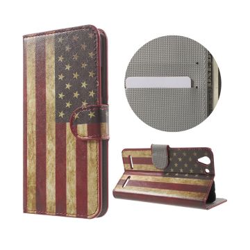 Holberg Lenovo K5 Leather Case with Card Slot - Retro American Flag