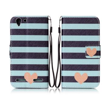 Lenovo K5 Patterned leather case- Stripes and Hearts