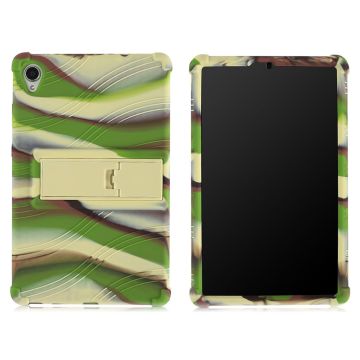 Lenovo Tab M8 (2nd Gen) FHD slide-out style kickstand silicone case - Green Camouflage