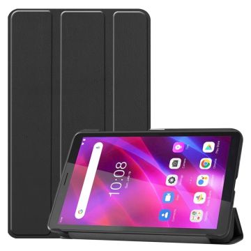 Tri-fold Leather Stand Case for Lenovo Tab M7 (3rd Gen) - Black