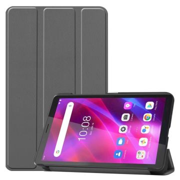 Tri-fold Leather Stand Case for Lenovo Tab M7 (3rd Gen) - Grey