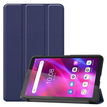 Tri-fold Leather Stand Case for Lenovo Tab M7 (3rd Gen) - Dark Blue