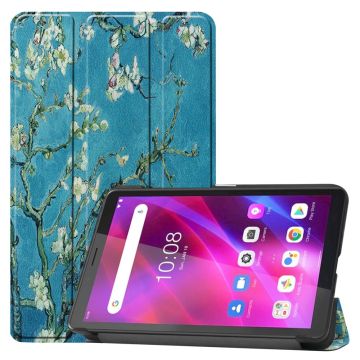 Lenovo Tab M7 (3rd Gen) / Tab M7 cool pattern tri-fold leather case - Plum Blossom