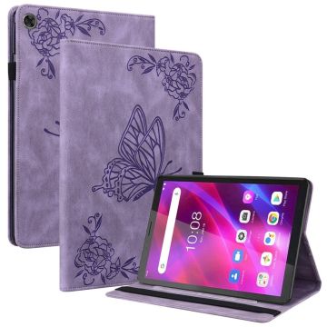 Lenovo Tab M7 (3rd Gen) butterfly pattern leather case - Purple