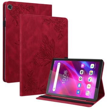 Lenovo Tab M7 (3rd Gen) butterfly pattern leather case - Red